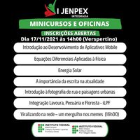 Jenpex Integrada do IFMT Cáceres e Pontes e Lacerda: abertas inscrições para minicursos e oficinas
