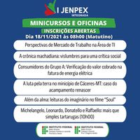 Jenpex Integrada do IFMT Cáceres e Pontes e Lacerda: abertas inscrições para minicursos e oficinas