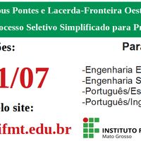 IFMT-Pontes e Lacerda: inscrições para seletivo de professores substitutos serão encerradas dia 1º